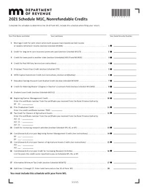 Form Mn Dor Schedule M C Fill Online Printable Fillable Blank