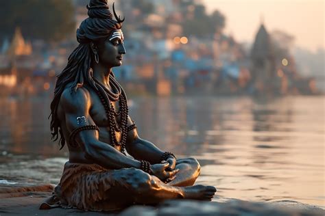 Premium AI Image Lord Shiva Meditating In The Banks Of River Ganga