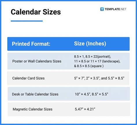 Calendar Sizes For Print - Selma Danyelle