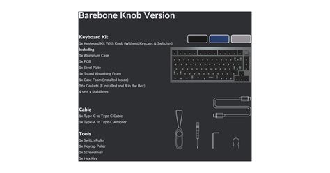 Keychron Q1 Barebone ISO Knob Gaming Tastatur Blau Hot Swap Aluminiumrahmen RGB