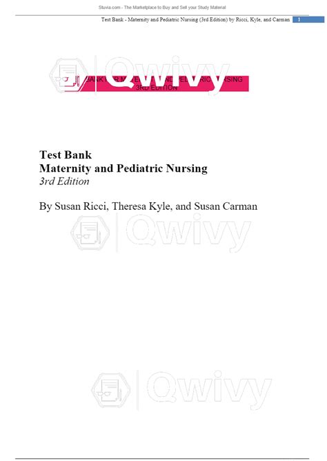 Maternity And Pediatric Nursing 3rd Edition Ricci Test Banktest Bank