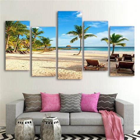 Sunshine Beach And Coconut Cool 5 Piece Canvas Art Canvas Art Wall