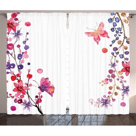 East Urban Home Rustikaler Vorhang Floral Art Und Schmetterling