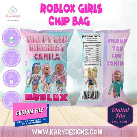 Roblox Girls Chip Bag Roblox Girls Chips Roblox Girls Party Decor