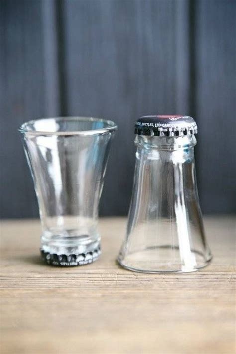 Cool Shot Glass Idea Beer Bottle Crafts Glass Bottles Bottle Crafts