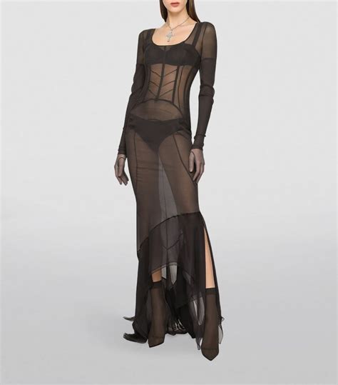 Dolce And Gabbana Multi Kim Dolceandgabbana Silk Semi Sheer Maxi Dress