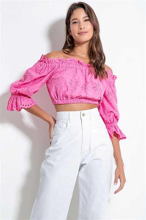 Blusa Cropped Laise Agnes Rosa