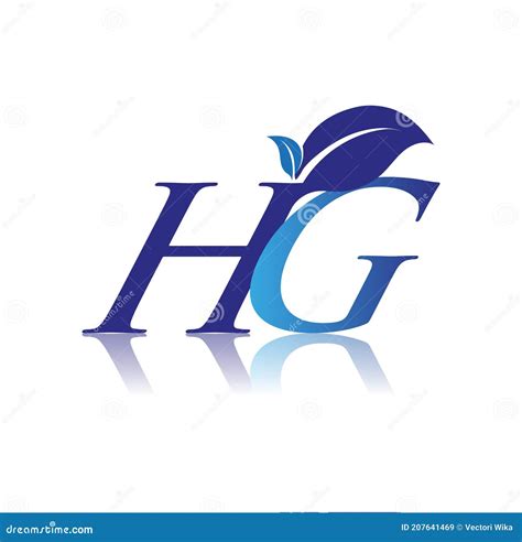 Letra Inicial Hg Con Logotipo De Hoja Color Azul Naturaleza Y Medio