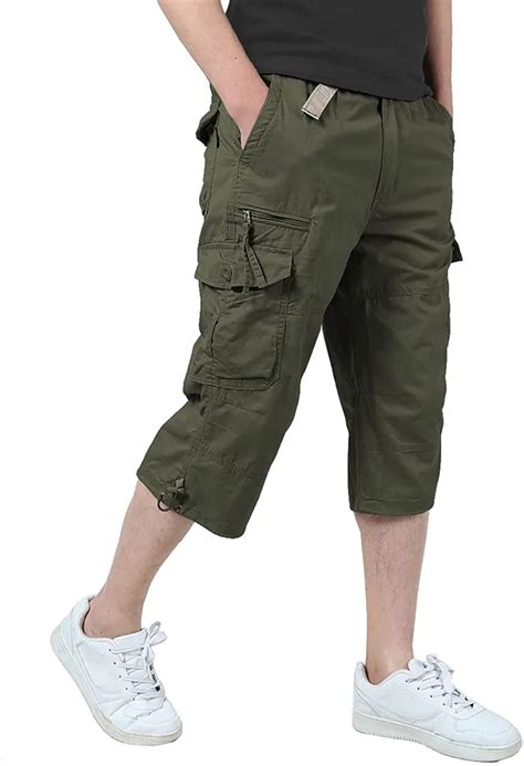 Pantalones Cortos De Carga Para Hombre Capri De Algod N Militar Holgado