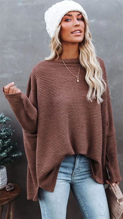 Coffee Waffle Knit Sweater M Clothes Clothes For Women Long