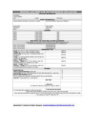 Fillable Online Membership Application Form 2019 TeamUnify Fax Email