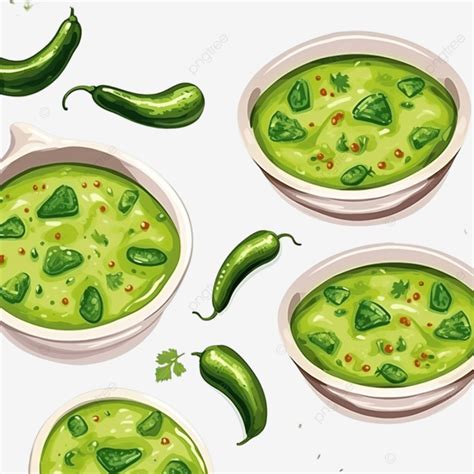 Seamless Pattern With Mexican Traditional Green Soup Pattern Seamless