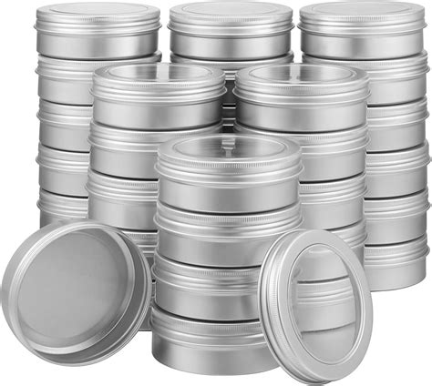 Mifoci 48 Pcs 4 Oz Round Metal Tins Bulk With Window Lids Use For Candle Tins