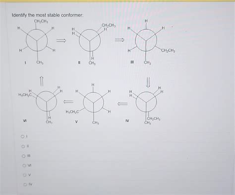 Solved Identify The Most Stable Conformer Chegg