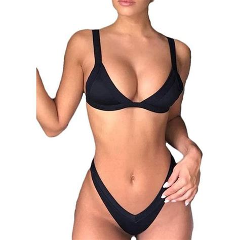Maillots De Bain Femme Bikini Sexy Triangle Top R Glable Mid Waisted Bikini De Plage Taille