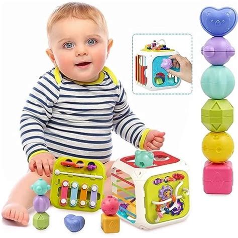 Jouet Bebe 1 2 an 7 in 1 Montessori Sensoriel Jouets Cube d activité