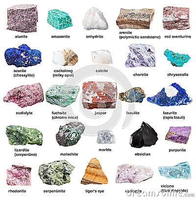 Raw Decorative Gemstones And Minerals With Names Stock Photo - Image: 77285490