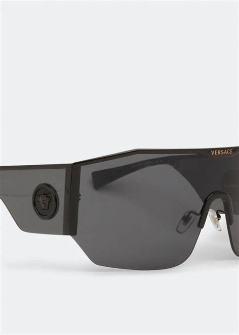 Versace Medusa Halo Shield Sunglasses For Men Black In Ksa Level Shoes