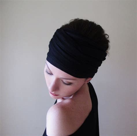 Black Head Scarf Ecoshag Head Wrap Extra Wide Headbands For Etsy