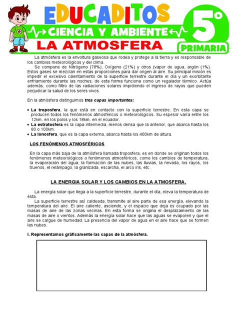 La Atmosfera Para Quinto Grado De Primaria Pdf Atmósfera De Tierra Atmósfera