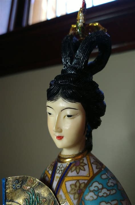 Large S Antique Chinese Cloisonne Kuan Yin Kwan Yin Statue