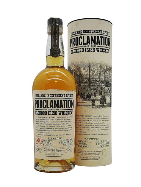 Proclamation Blended Irish Whiskey Whiskey Bidders Irish Whiskey