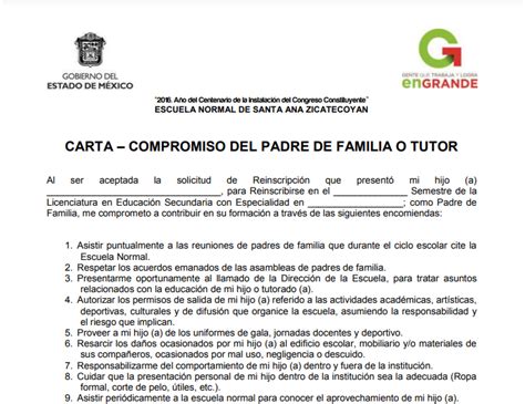 Formato De Carta Compromiso Para Padres De Familia Milformatoscom