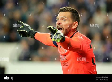 Anderlecht S Goalkeeper Hendrik Van Crombrugge Gestures During The