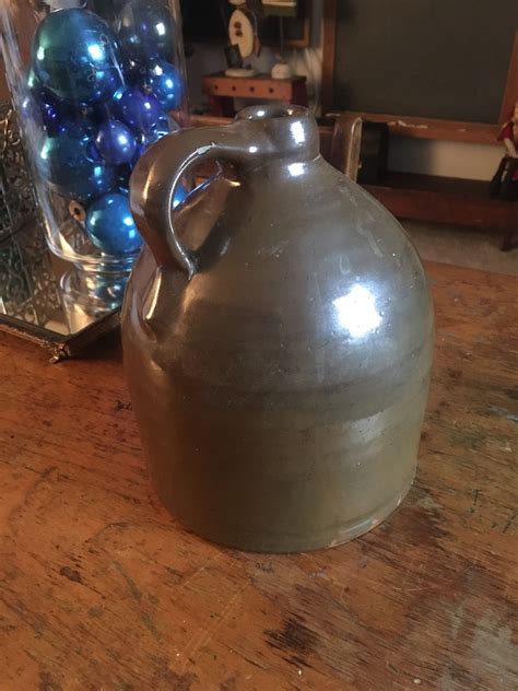 Antique Brown Stoneware Jug Whiskey Moonshine Jug Ceramic Jug