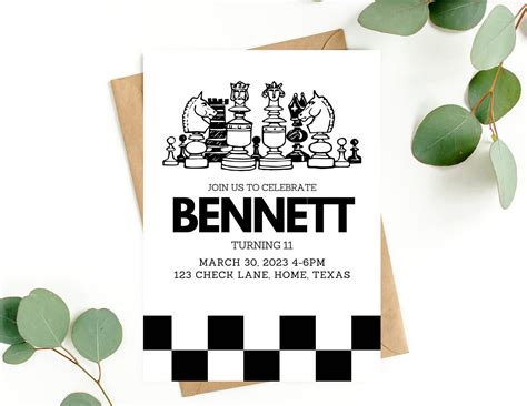 Chess Birthday Invitation For Chess Players Editable Chess Invite Digital Chess Invitation