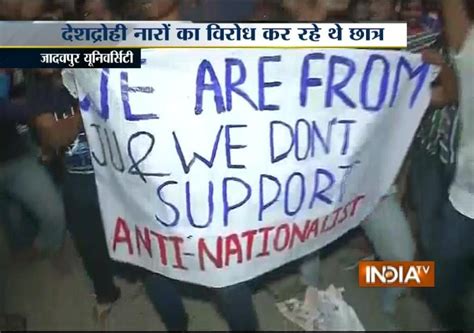 Jadavpur University Abvp Protest March Tears Posters Of Anti