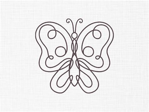 One Line Butterfly Embroidery Design Line Art Embroidery Design