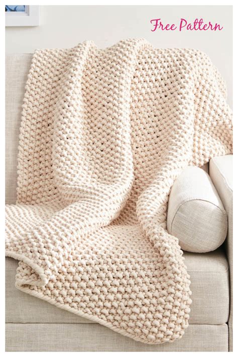 Seed Stitch Blanket Throw Free Knitting Pattern