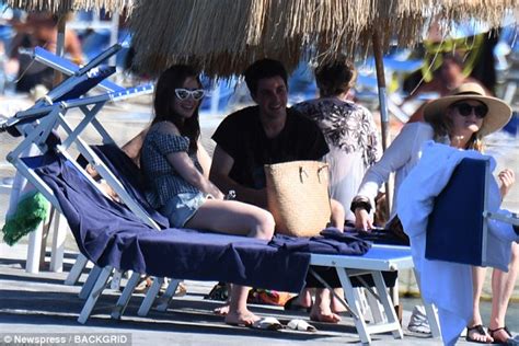 Lily Collins Showcases Incredible Figure In An Aztec Cut Out Bikini Daily Mail Online