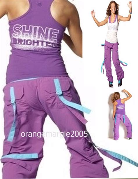 Zumba Stellar Orchid Cargo Pants Converts To Capri Dance Fitness Rare