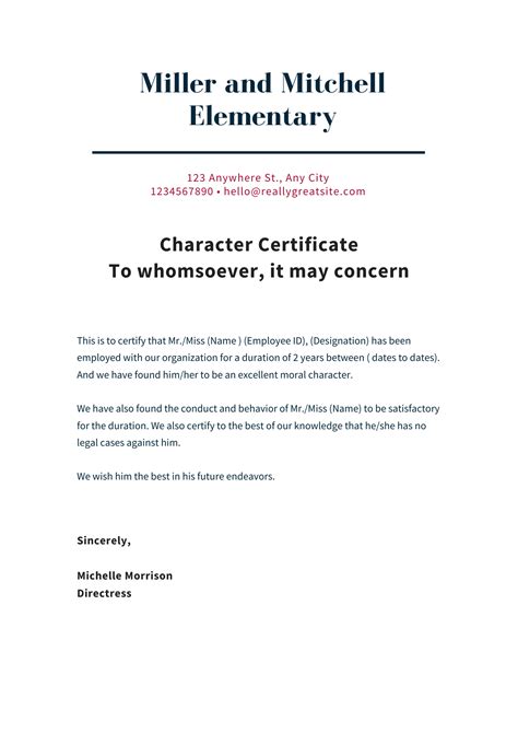 Character Certificate Format For Employee School Etc And Request Letter