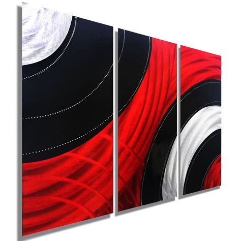 Red, Black & Silver Modern Metal Wall Art Sculpture, Abstract Metal ...