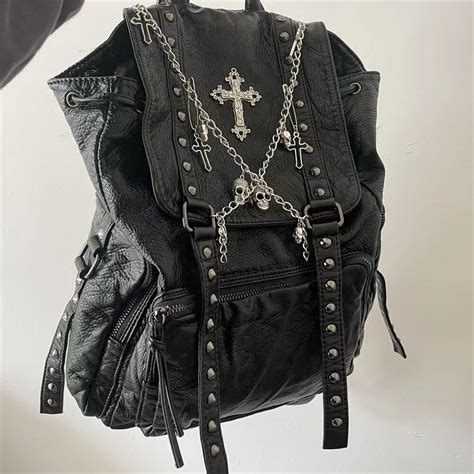 Original Y K Millennium Hot Girl Soft Pia Culture Backpack Dark Skull Cross Iron Chain Commuter