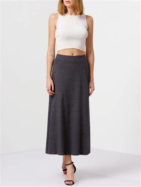 Grey High Waist Long Skirt Shein Sheinside