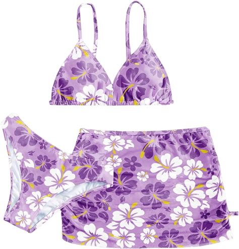 Yw Girl S Piece Floral Print Bikini Y K High Cut Triangle Swimsuit Bathing Suit With Cover Up