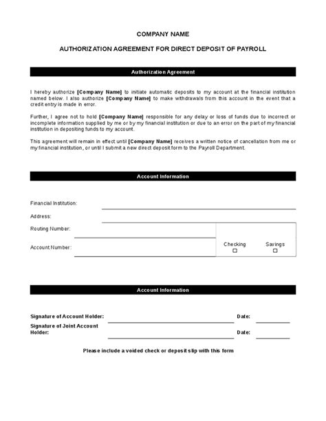 5 Direct Deposit Form Templates Excel Xlts