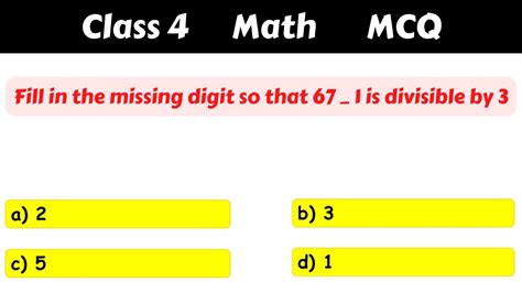 Class Math Mcq Questions And Answers Th Grade Math Part Youtube