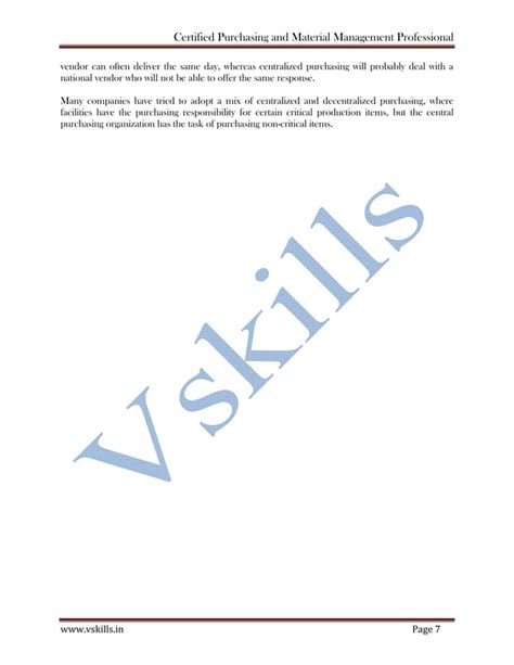 Vskills Purchasing And Material Management Professional Sample Material