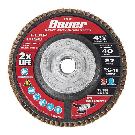 4 1 2 In X 5 8 In 11 UNC 40 Grit Type 27 Flap Disc With Fiberglass