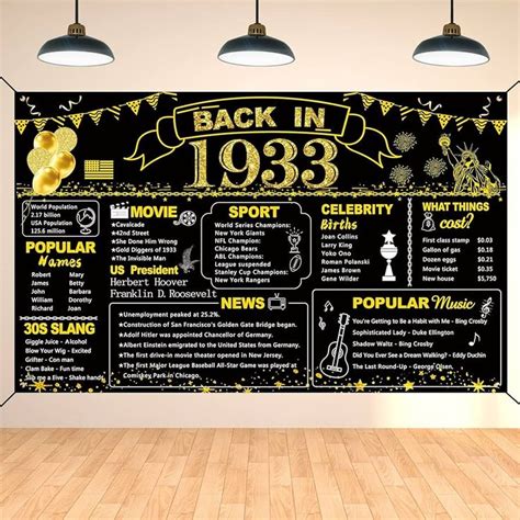 Darunaxy Th Birthday Black Gold Party Decoration Back In Banner