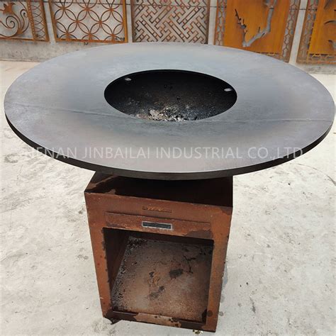 Assembly Corten Steel Metal Brazier Rectangular Wood Burning Fire Pit