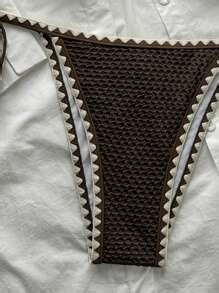 Swim Mod Women S Solid Color Jacquard Fabric Ruffled Strap Tie Bikini Set Two Piece Swimwear