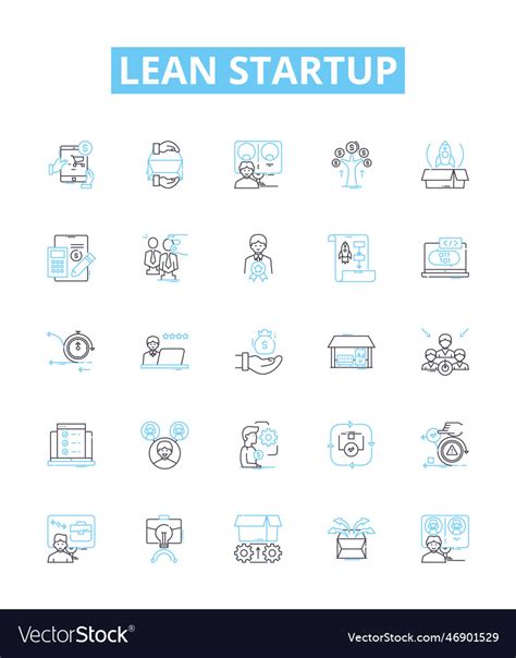 Lean startup line icons set startup Royalty Free Vector