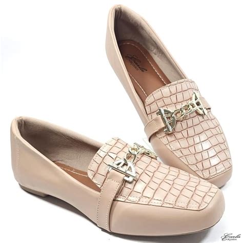 Sapatilha Mocassim Nude Textura Tamanho Especial Carla Calçados