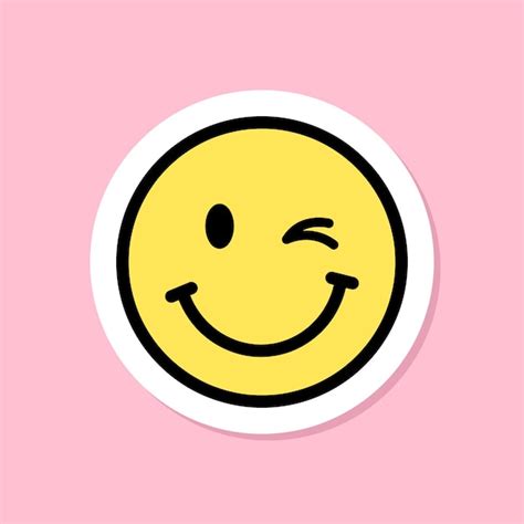 Premium Vector Winking Face Emoji Sticker Yellow Face With Winking ...